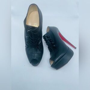 Christian Louboutin Black leather Loubout Pyramid 150mm ankle bootie EU 38.5